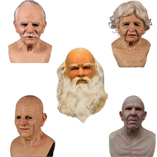 US Cosplay Bald Old Man Creepy Wrinkle Face Mask Halloween Party