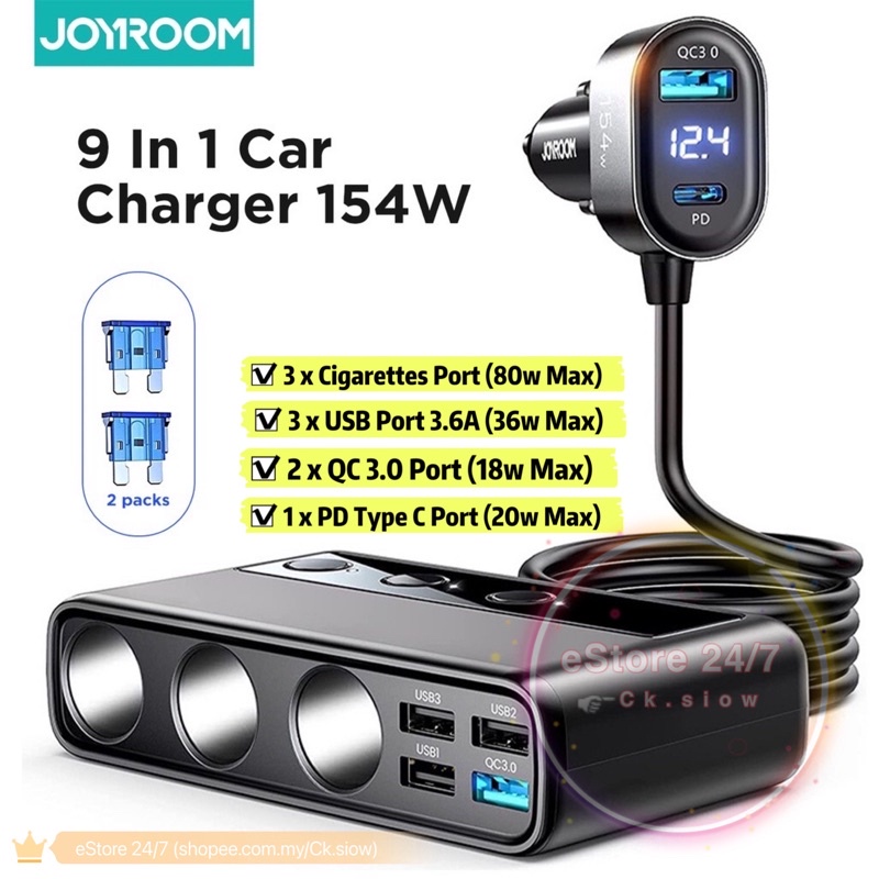 Car Charger JOYROOM JR-CL06 Multi-Port (Black