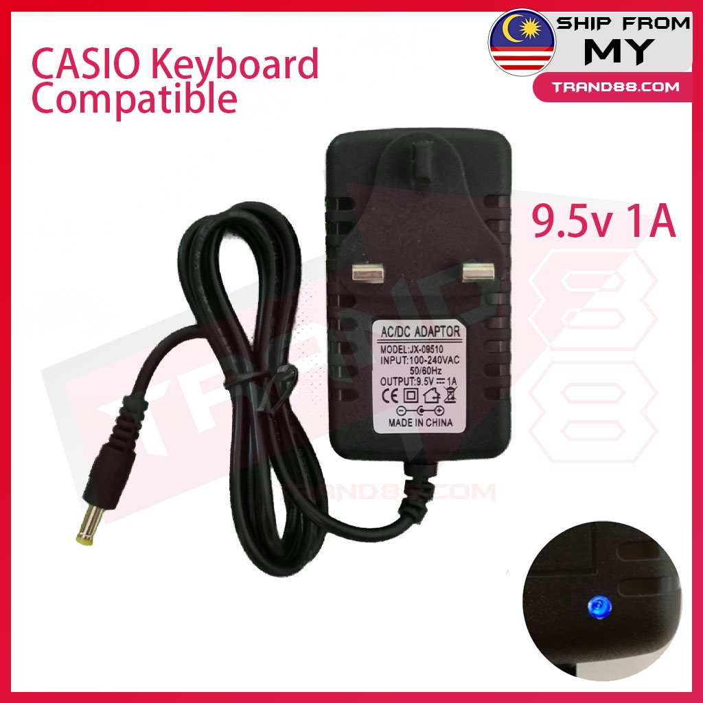 Alimentatore 9.5V Per Casio AD-E95100LG – Sostituzione Compatibile Con Protezione Da Sovratensioni, Cavo 120cm, Top Charger