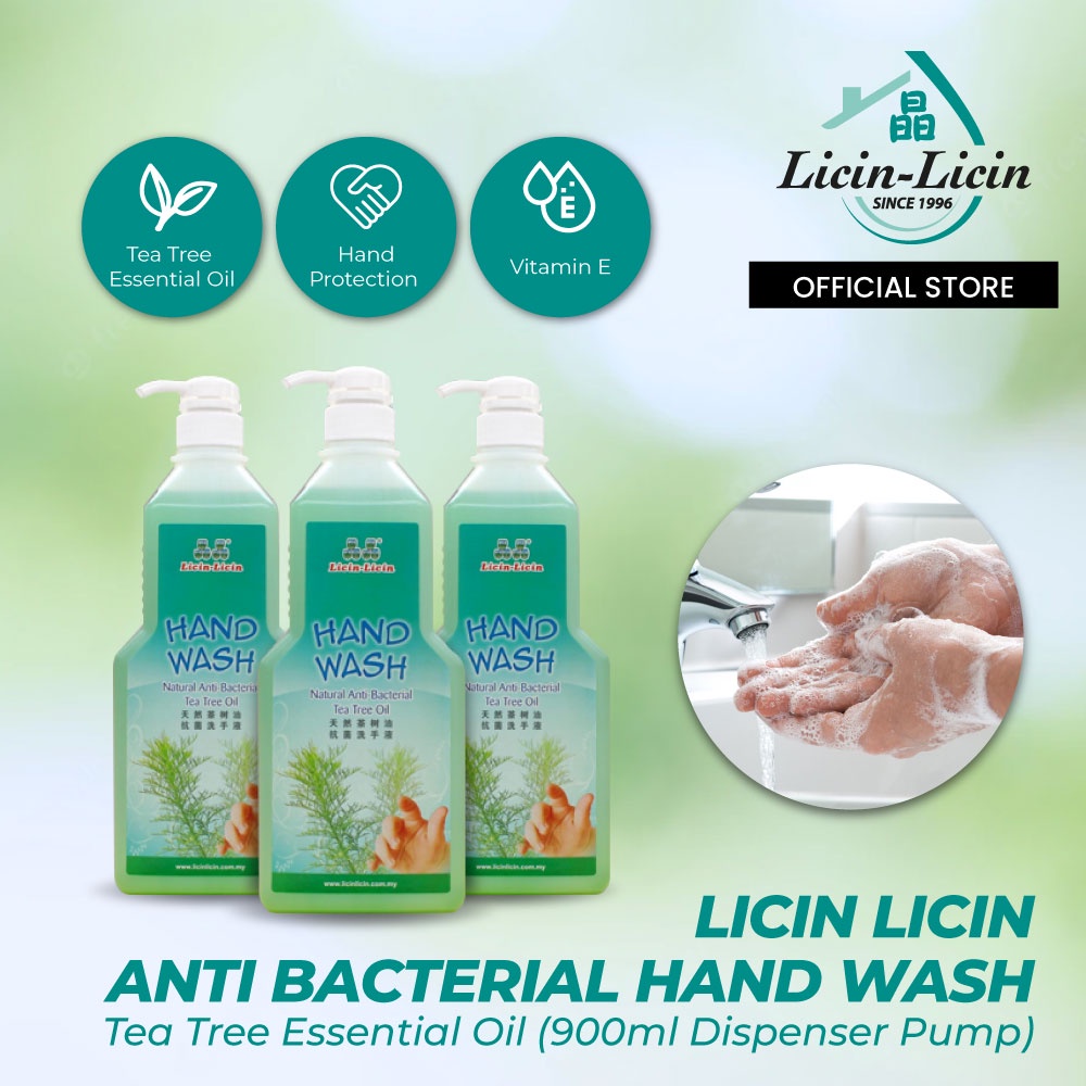 Licin Licin Anti Bacterial Hand Wash 900ML Tea Tree Essential Oil Hand ...