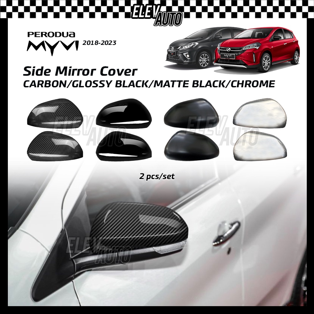 Perodua Myvi G3 2018 2023 Side Mirror Cover Carbon Matte Black Chrome Trim Accessories Bodykit 2019 2020 2021 2022 Shopee Malaysia