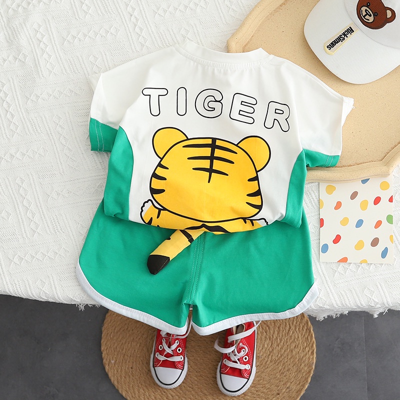 Summer Children Clothes 3/4 Sleeve Shirt Pants 2PCS Cartoon