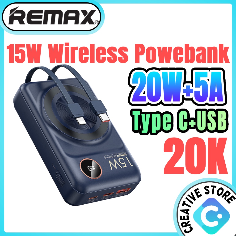 Remax Wireless Magnetic 15W Powerbank Fast Charge Power bank 20000mah ...