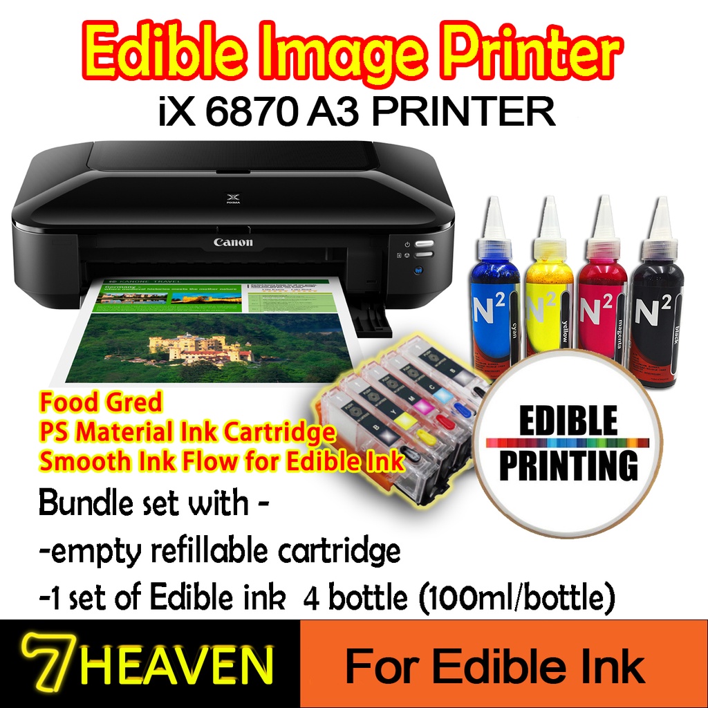 Edible Printer Canon PIXMA iX6870 A3+ Color Inkjet with PS Material 750