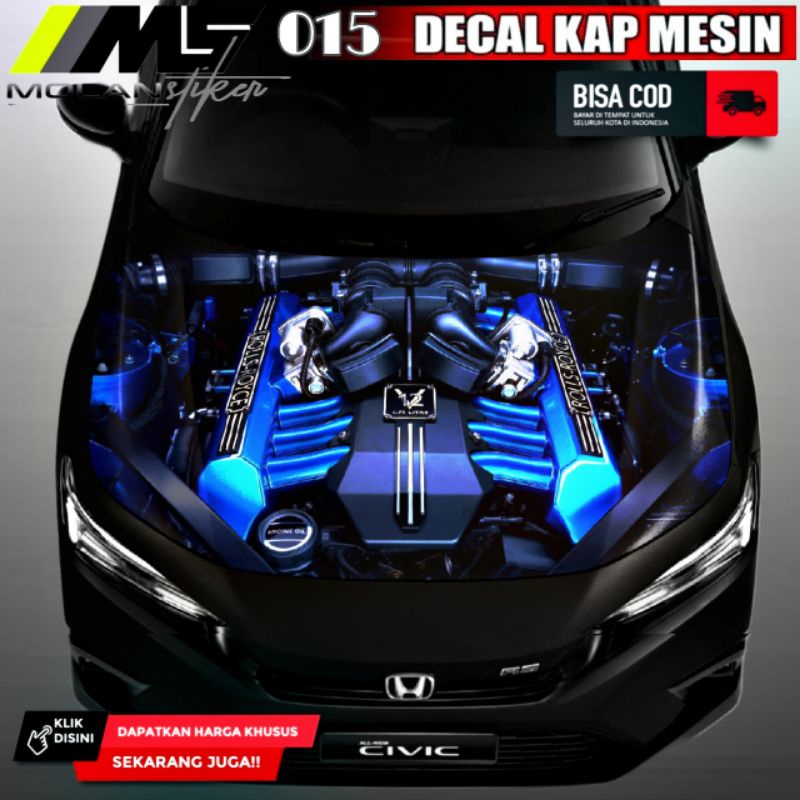 MESIN Decal Sticker Striping Car Engine Hood Variations Universal ...
