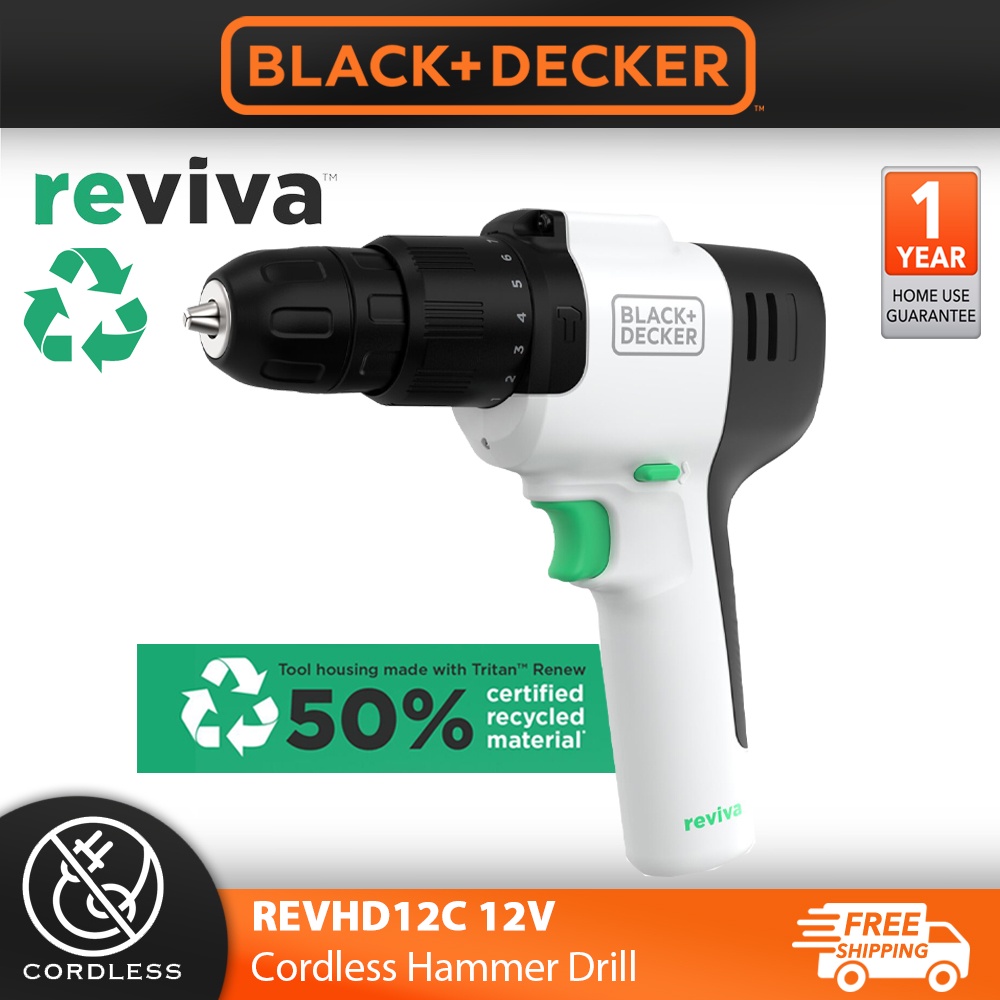 BLACK DECKER 12V REVIVA Cordless Hammer Drill REVHD12C Shopee