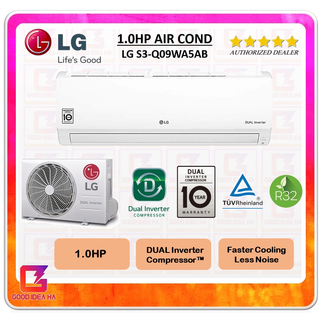 【BEST PRICE】LG 1.0HP Dual Inverter Classic Air Conditioner S3-Q09WA5AB ...