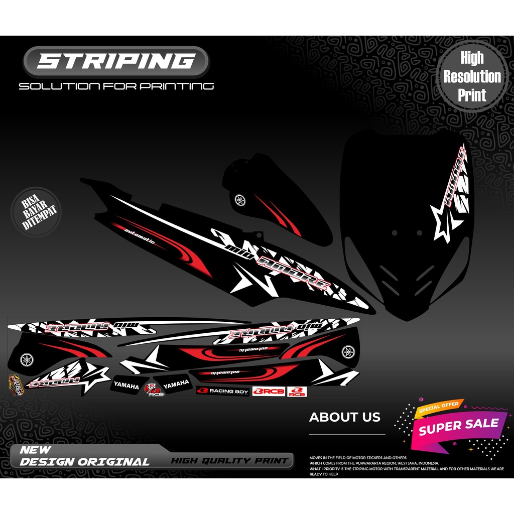 Striping Variation mio sporty/smile amore sticker motor stiker motor ...