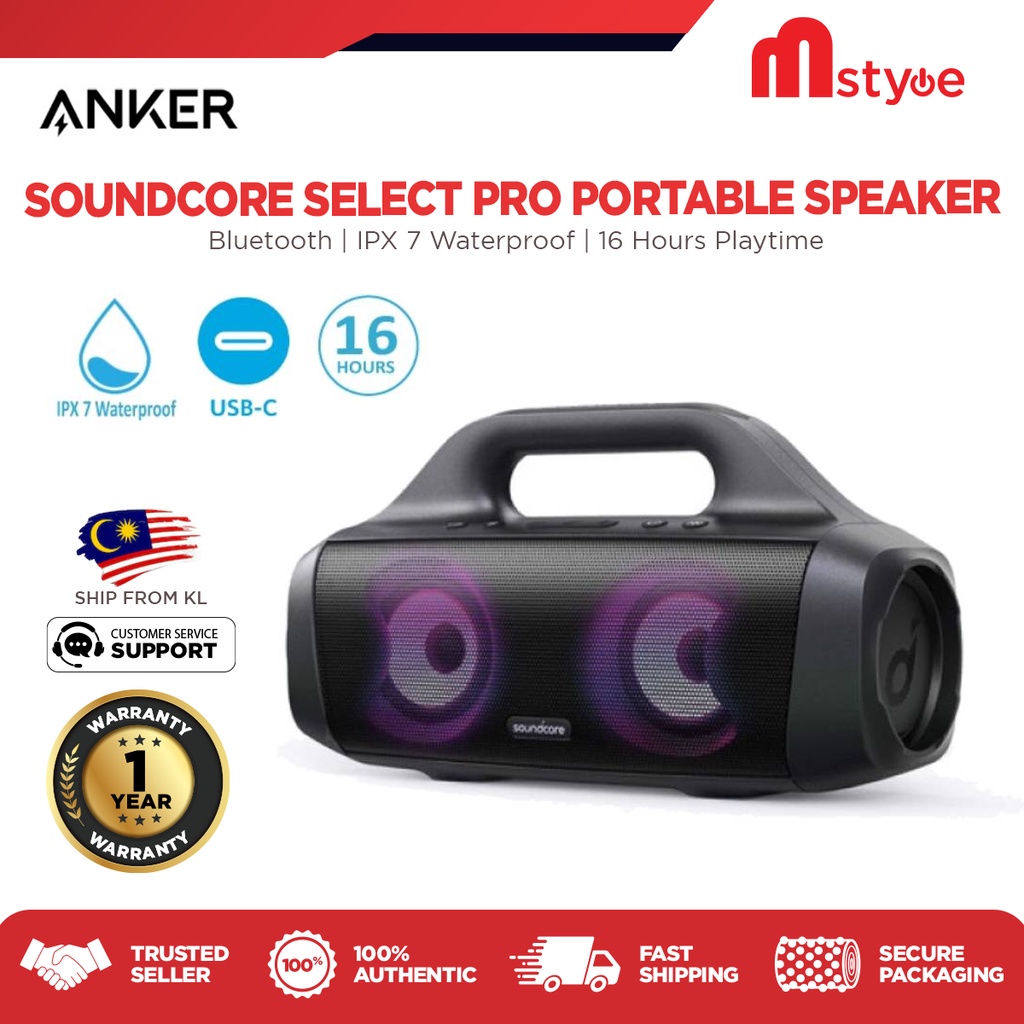 Anker A3126 Soundcore Select Pro, Outdoor Bluetooth Speaker with BassUp ...