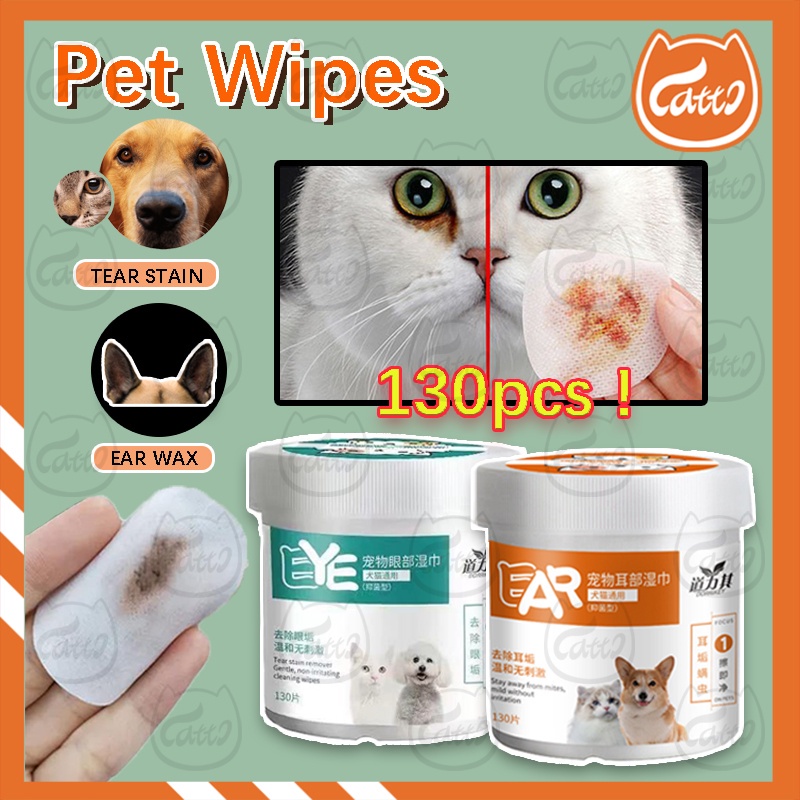 CATTO 130Pcs Pet Wipes Dogs Cats Eye Ear Grooming Tear Stain Remover ...