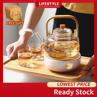 Glass Teapot with Bamboo Lid & Infuser Basket - 1.4L