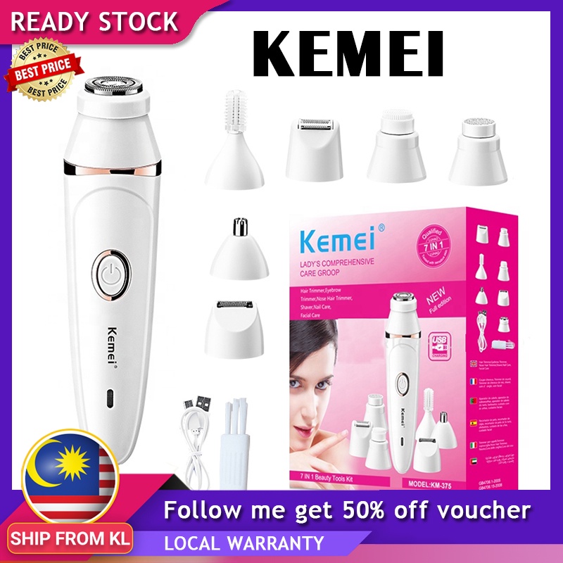Kemei KM375 Electric Epilator 7 in 1 Epilator Women Shaver Facial Hair