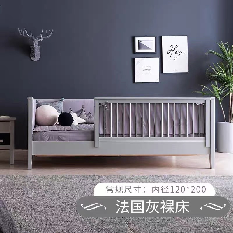 KoreanStyle Solid Wood Children's Bed with Fence Solid Wood Twins