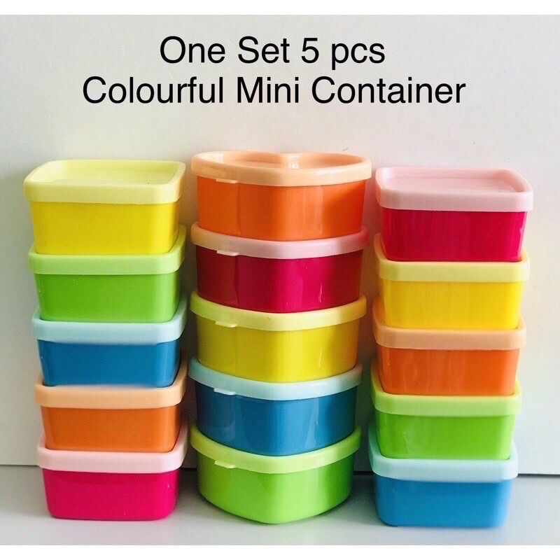 5 Pcs Colourful Mini Container baby food container mix colour bekas