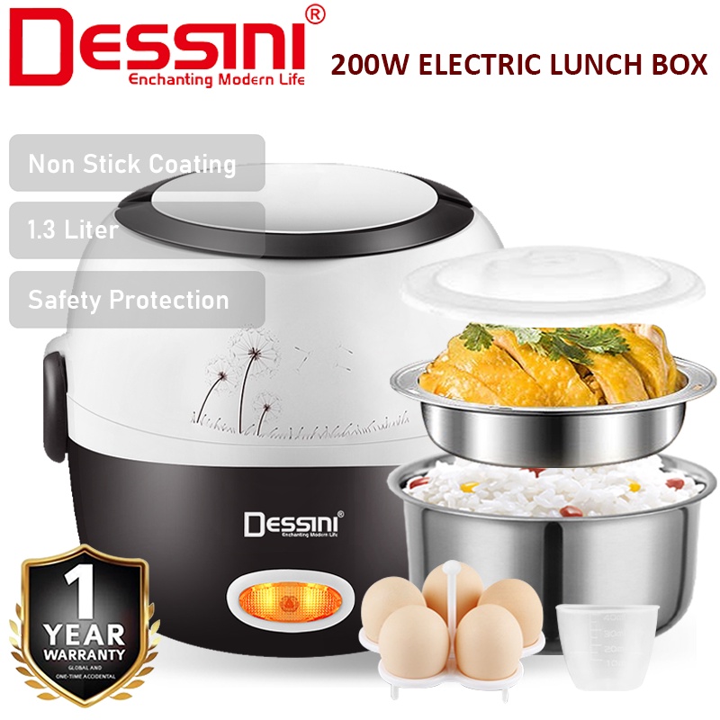 DESSINI ITALY 1.3L Electric Rice Cooker Lunch Box Non Stick Stainless ...