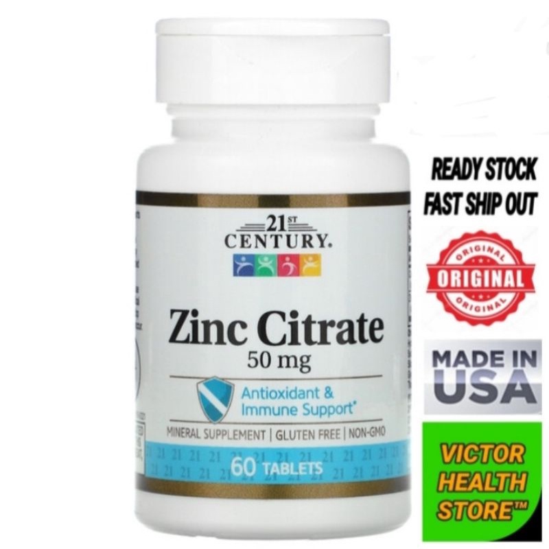 Zinc Citrate, 50 mg, 60 Tablets | 21st Century | Shopee Malaysia