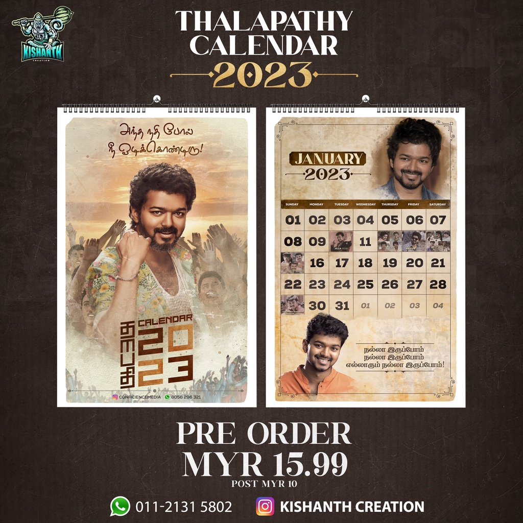 2023 Calendar Thalapathy Vijay Shopee Malaysia