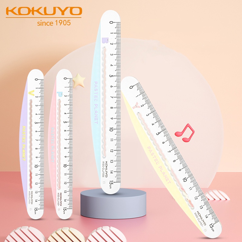 Penlab Kokuyo Pastel Planet 15cm Ruler Cute Color Wave Line Scale ...