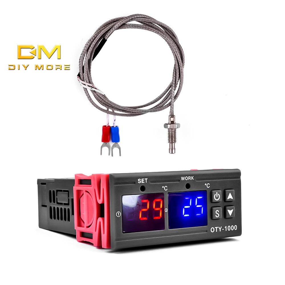 OTY-1000 Digital Thermostat AC220V K Type Thermocouple 1M Red and Blue ...