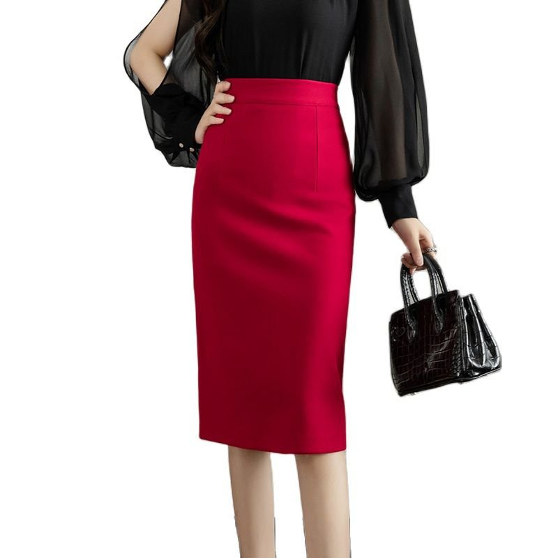 Wisher&Tong Elegant Pencil Skirt Office Wear Women High Waist Back
