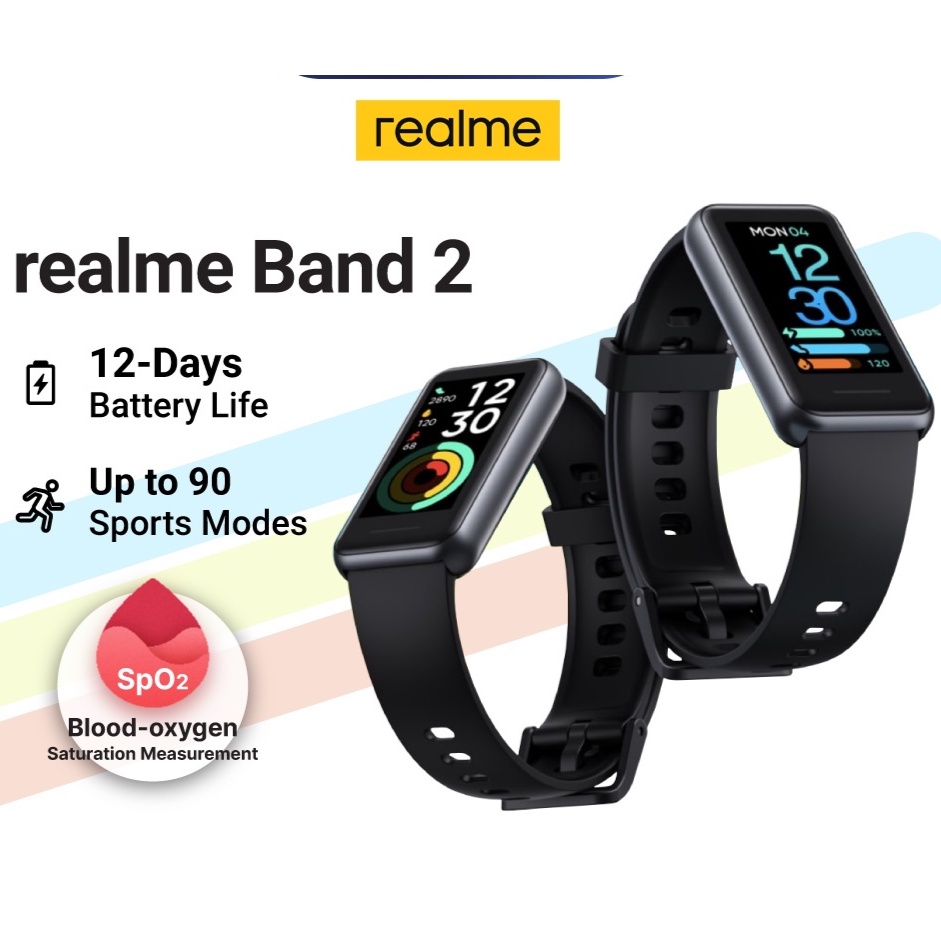 READYSTOCK realme Band 2 Smart SpO2 Color Display Sports Tracker Heart Rate Monitor Wrist Strap Notifications Shopee Malaysia