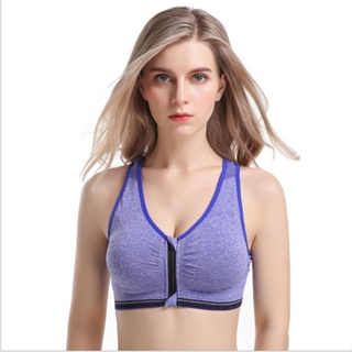 HuoYuan[Ready Stock]Hot!! Sport Bra Women Zip Front Yoga Bra Push Up  Shockproof Sports Bra Running bra