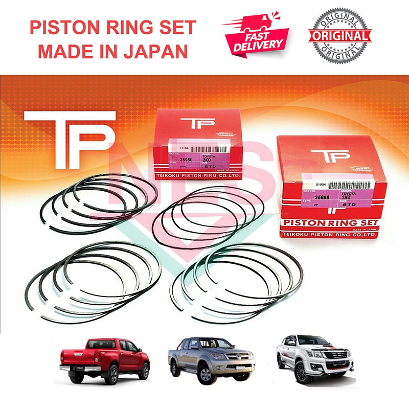 TP Piston Ring Set (Size 35986-STD/35987-STD) Toyota Hilux 2.5 3.0 2KD ...