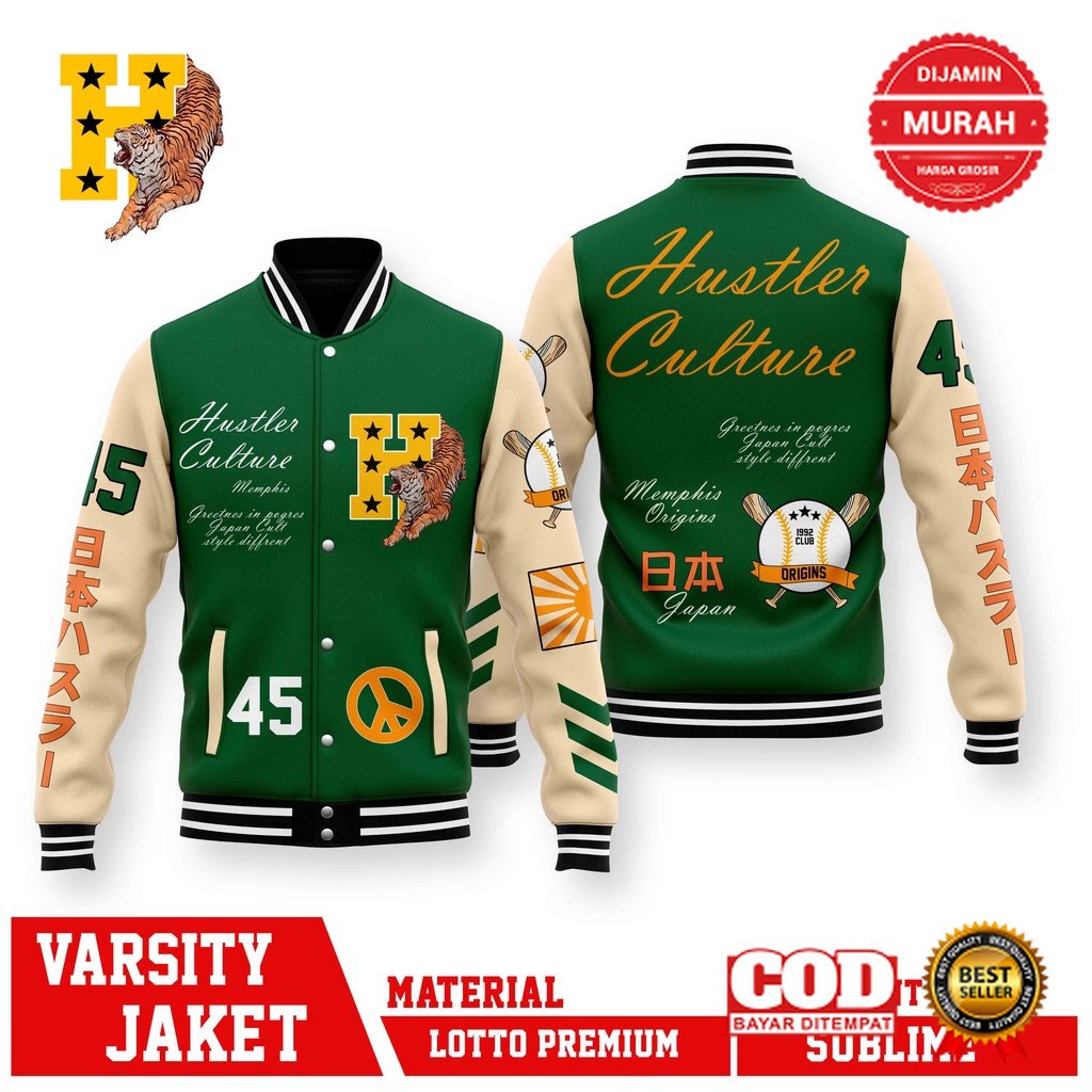 !! Cool VARSITY Jacket/VARSITY HUSTLE CULTURE TIGER BASEBALL Jacket