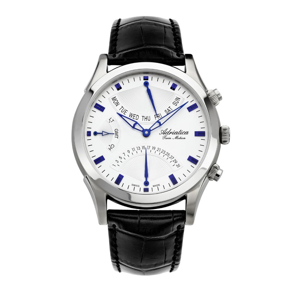 ADRIATICA Swiss Made Twin Motion Dual Time Perpetual Calendar ...