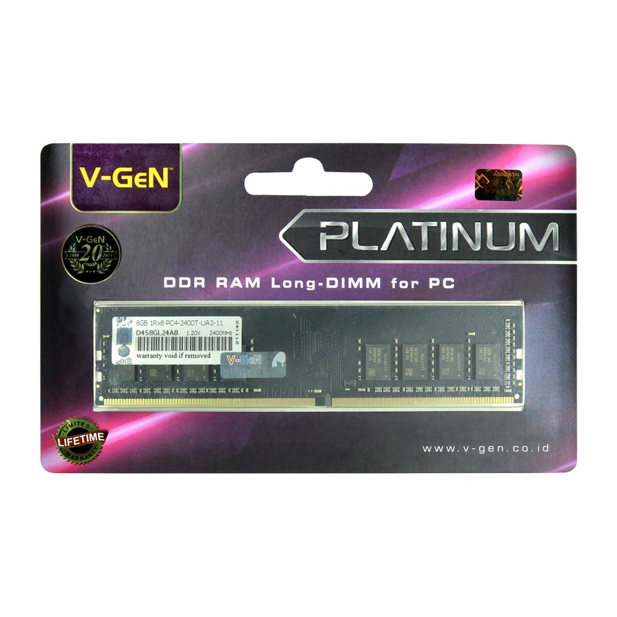 Ram DDR4 V-GeN Platinum 8GB PC19200/2400Mhz Long Dimm (Memory PC VGEN ...