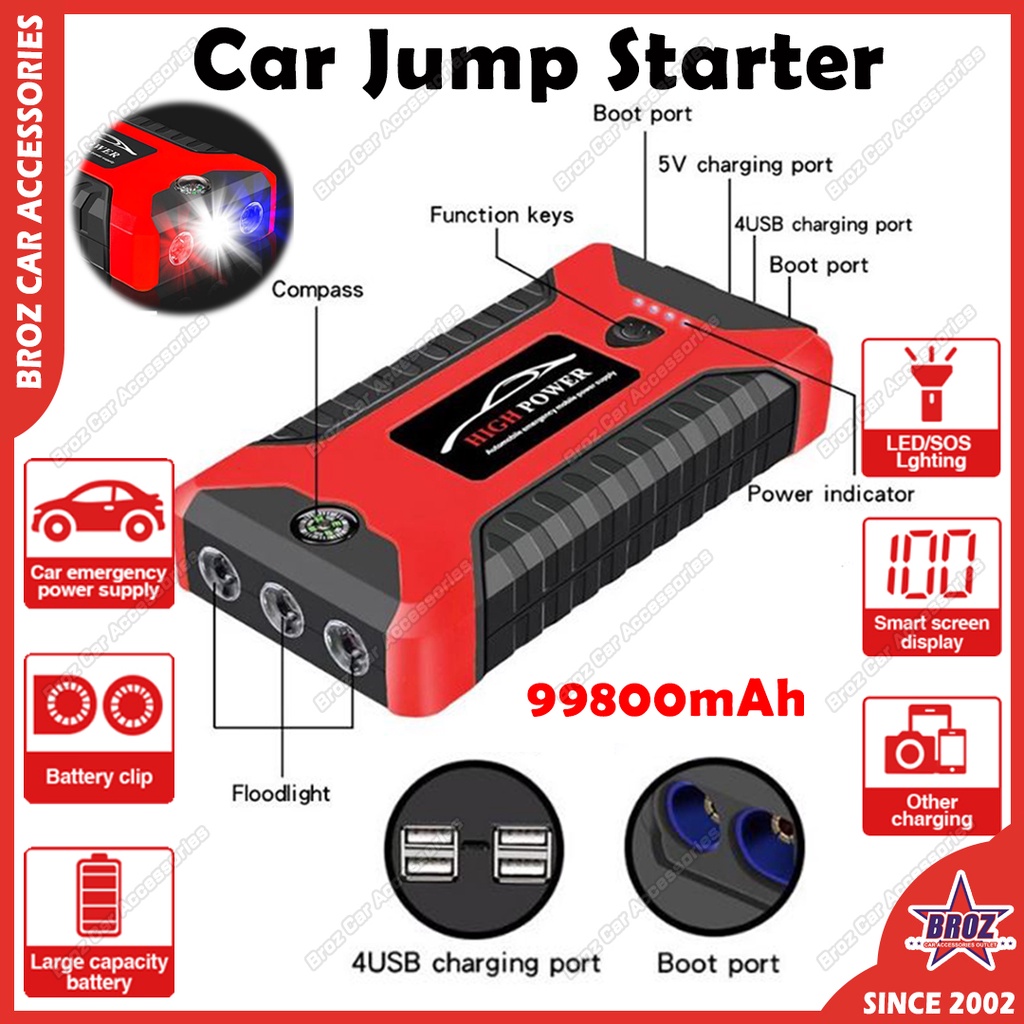 99800 mAh 12v Car Jump Starter Powerbank Power Bank Emergency LED With