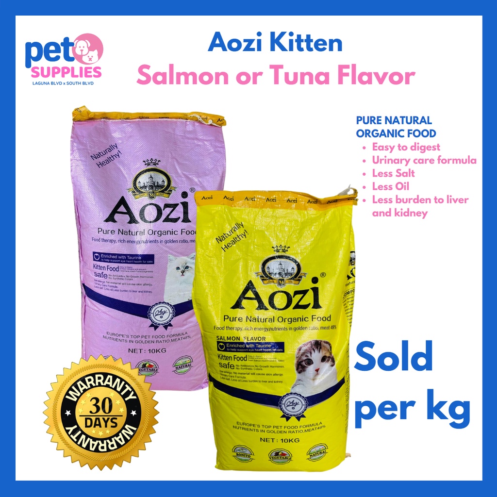 AOZI KITTEN | SALMON OR TUNA FLAVOR | SOLD PER KG | CAT DRY FOOD ...