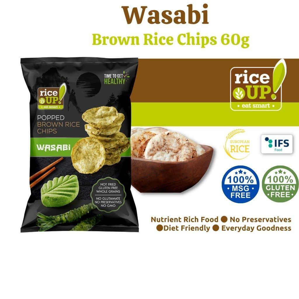 RiceUP Wasabi Whole Grain Brown Rice Crunchy Chips Snacks Gluten Free ...