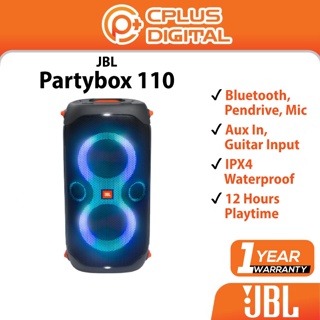 JBL PartyBox 110 Portable party speaker with 160W powerful sound, built-in  lights and splashproof design