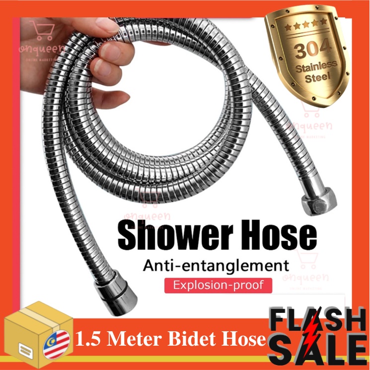 (Promosi) Stainless Steel Bathroom Bath Shower Hose Pipe Head Washers