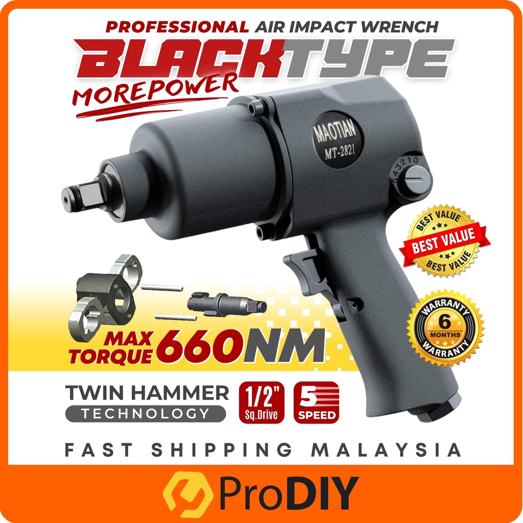 PRODIY 1/2" Air impact Gun Heavy Duty Air Impact Wrench Twin Hammer Air