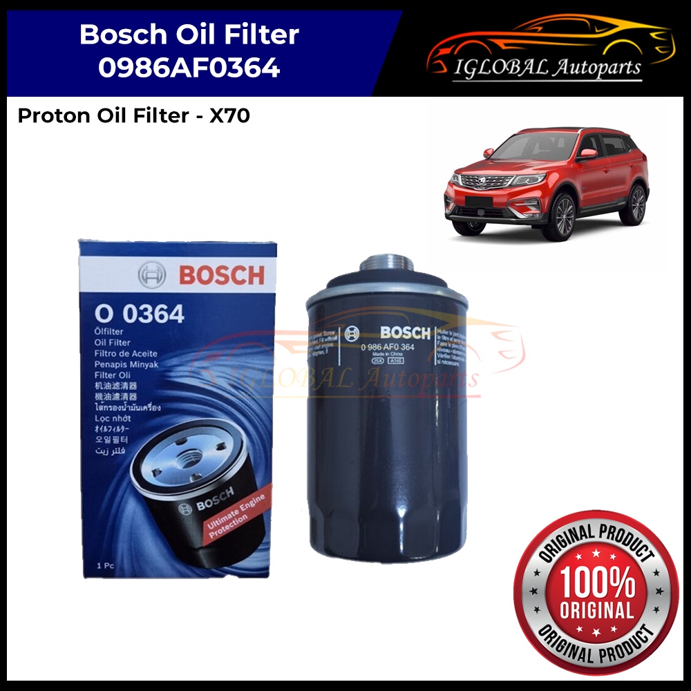 Bosch Oil Filter 0986AF0364 for Proton X70 (1.8L 4G18TD engine