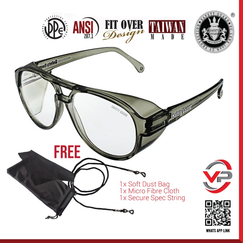 SAFETY GUARD S-205 FIT OVER PRESCRIPTION GLASSES S205 SPEC SAFETY ANSI