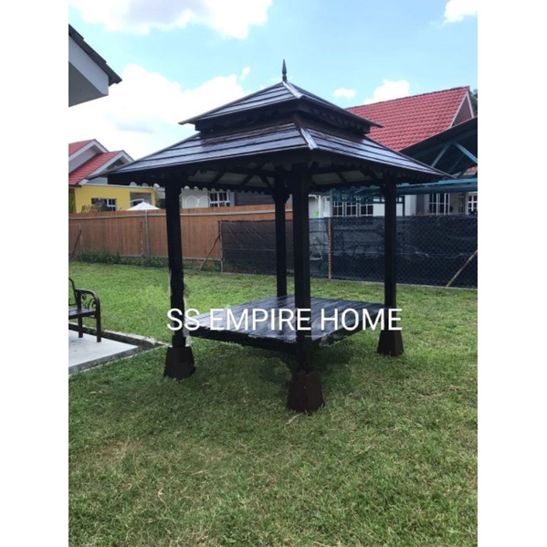 Gazebo 5x6 Double Roof Cengal Wood Pondok Kayu Handmade Outdoor Garden