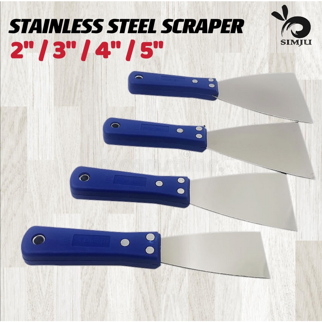 Stainless Steel Scraper Putty Knife 2"/3"/4"/5" Plastic Handle Caulking