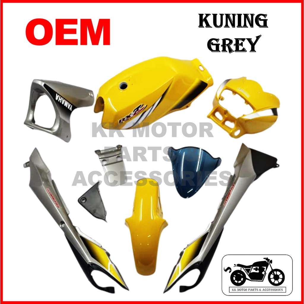 [FULL TANAM !!!] COVERSET RXZ CATALYZER (5PV) OEM KUNING GREY / YELLOW ...