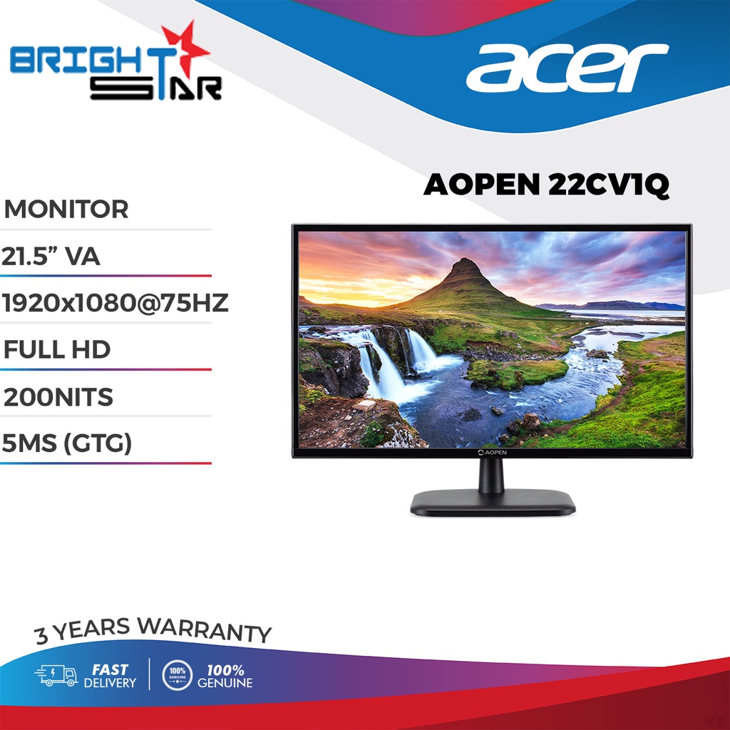 AOPEN 22CV1Q - 21.5 Monitor FullHD 1920x1080 100Hz 16:9 VA 1ms 250Nit HDMI  VGA