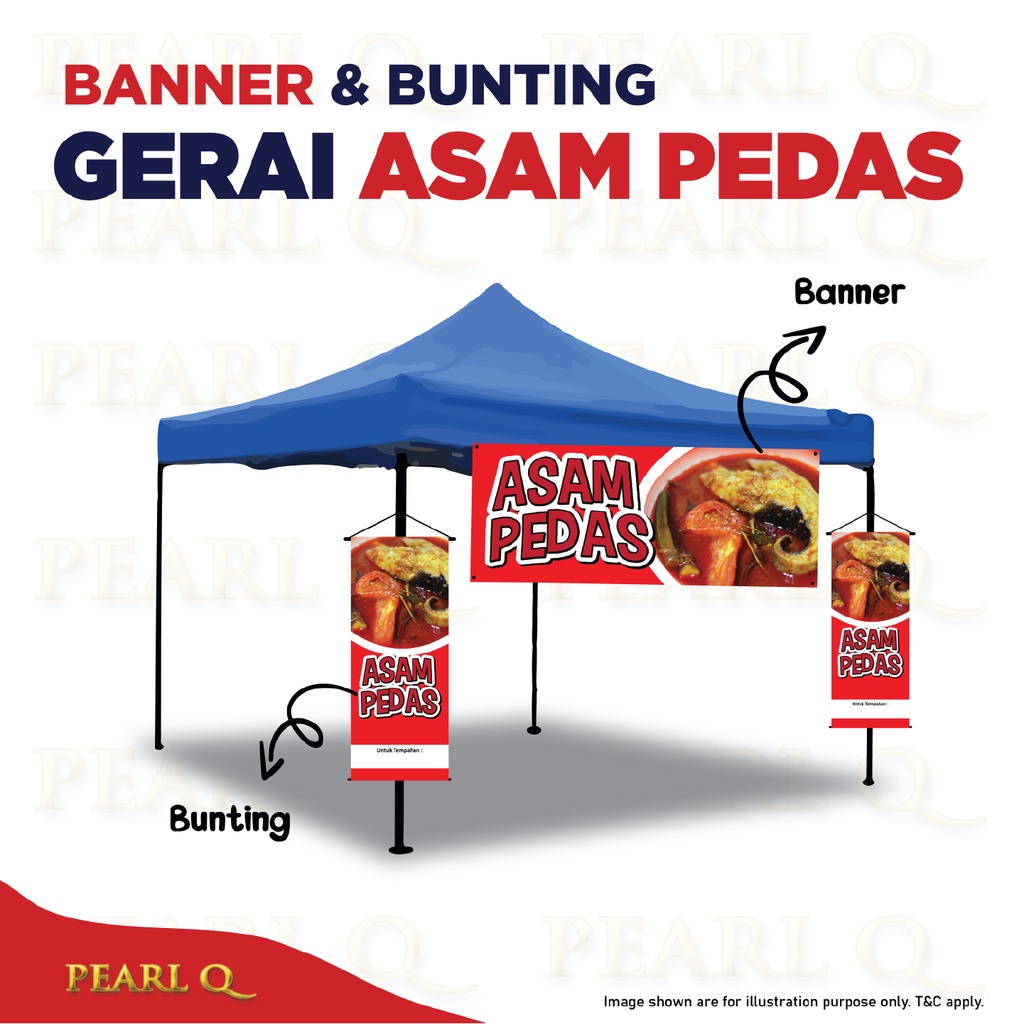 Banner Kedai Makanan Gerai Asam Pedas Ikan Pari Bunting Claypot Asam