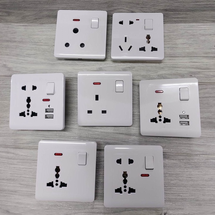 【WHITE】 SOLID MY 13A Wall PLUG SOCKET Switches socket Multi USB charger