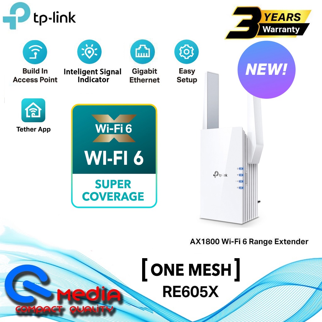 TPLINK RE605X Onemesh AX1800 WiFi 6 Dual Band Gigabit Wireless AX WiFi