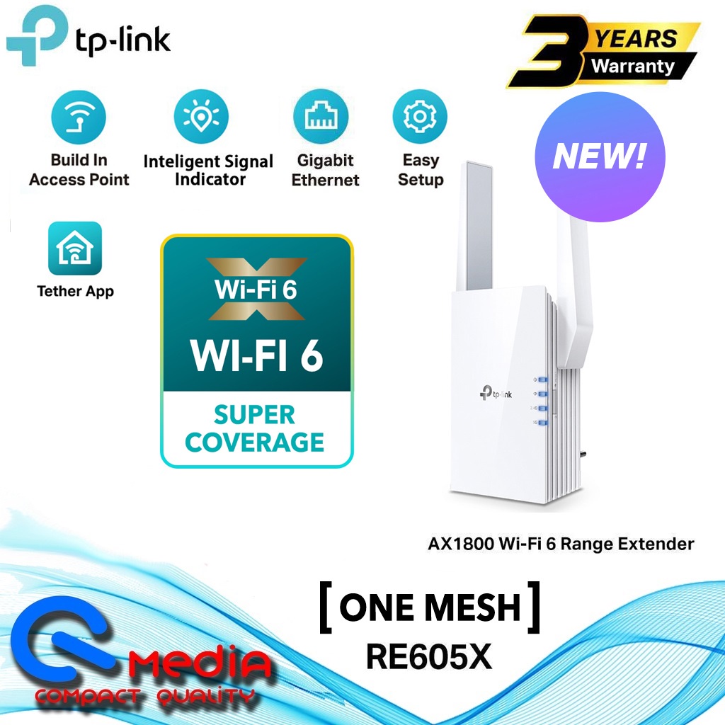 TP-LINK RE605X Onemesh AX1800 WiFi 6 Dual Band Gigabit Wireless AX WiFi ...