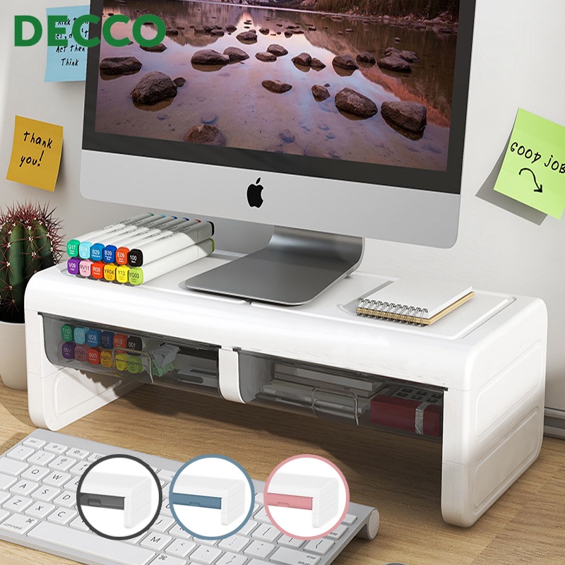 Decco Desktop Storage Elevated Box Display Screen Base Shelf Office ...
