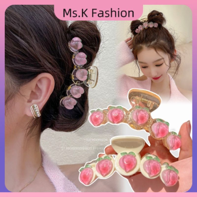 [CLEARANCE]Transparent Pink Peach Hair Clip Aesthetic Spring Sweet Hair