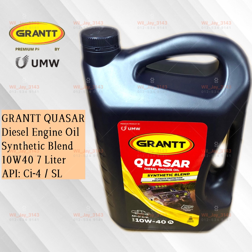 7L GRANTT QUASAR 10W40 SEMI SYNTHETIC DIESEL ENGINE OIL API: CI-4/SL ...