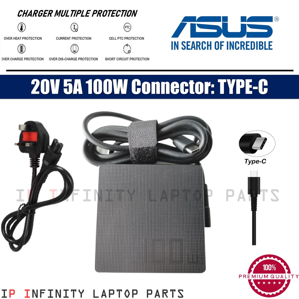 Asus 100w 65w Rog Flow X13 Z13 Gv301qh A20 100p1a Usb C 20v 5a Type C Charger Shopee Malaysia 9210